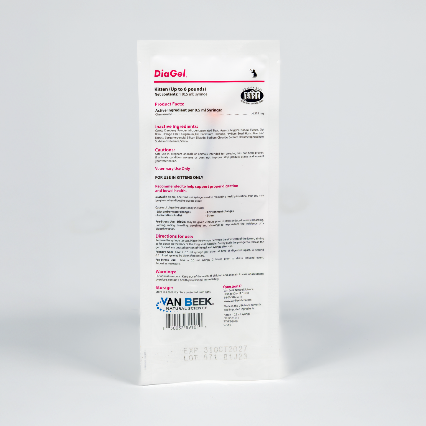 DiaGel for Kittens - Orally Administered Gel for Occasional Loose Stools and Digestive Upset