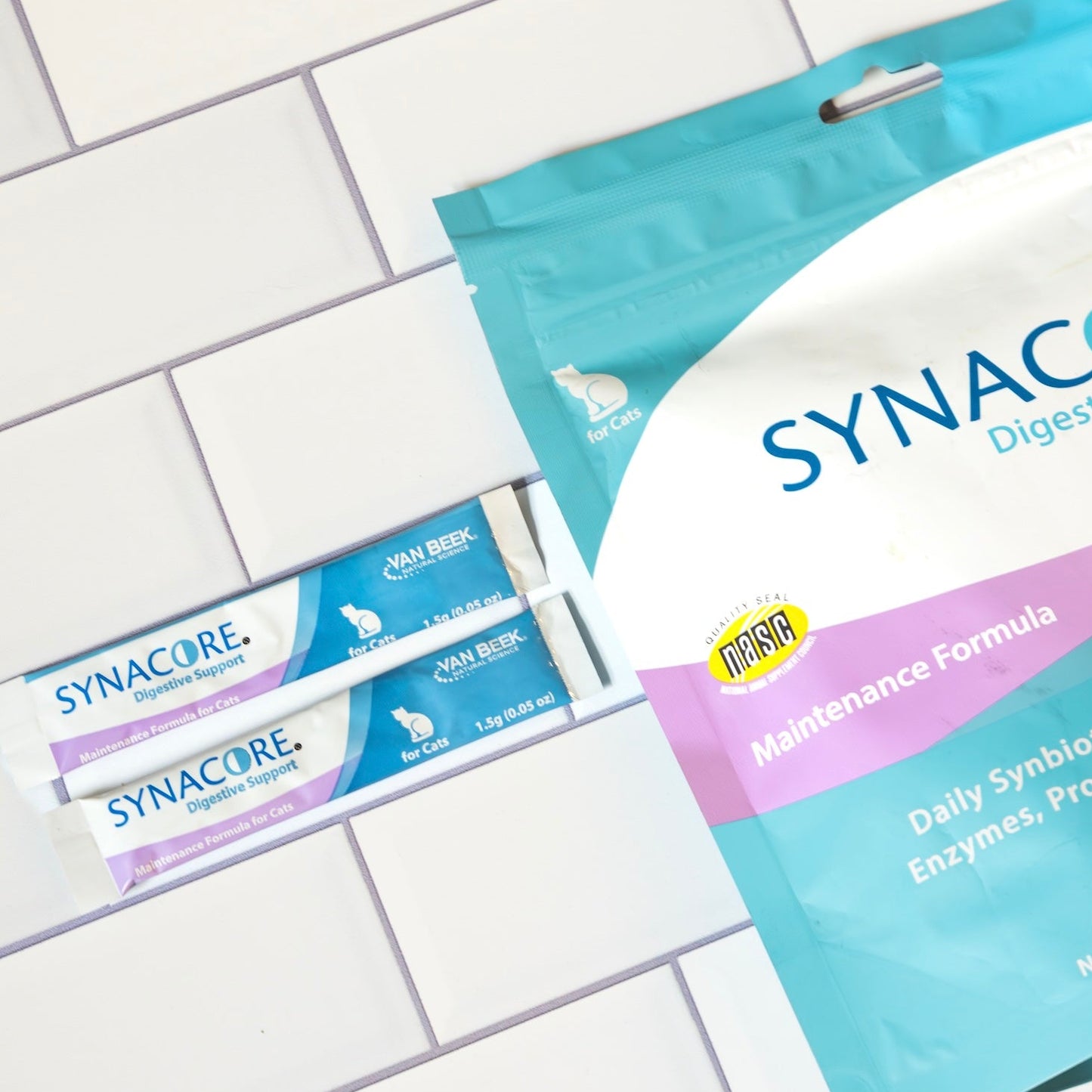 Cat Synacore - Uniquely formulated digestive support supplement containing a healthy amount of enzymes, probiotics, prebiotics and vitamins