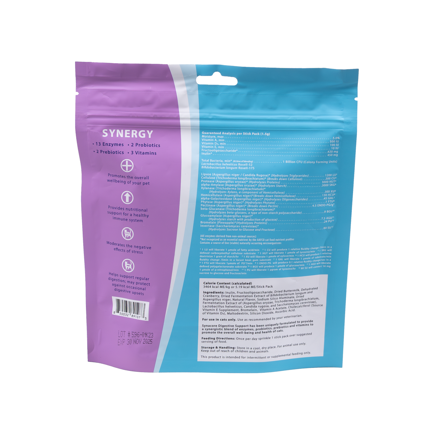 Cat Synacore - Uniquely formulated digestive support supplement containing a healthy amount of enzymes, probiotics, prebiotics and vitamins