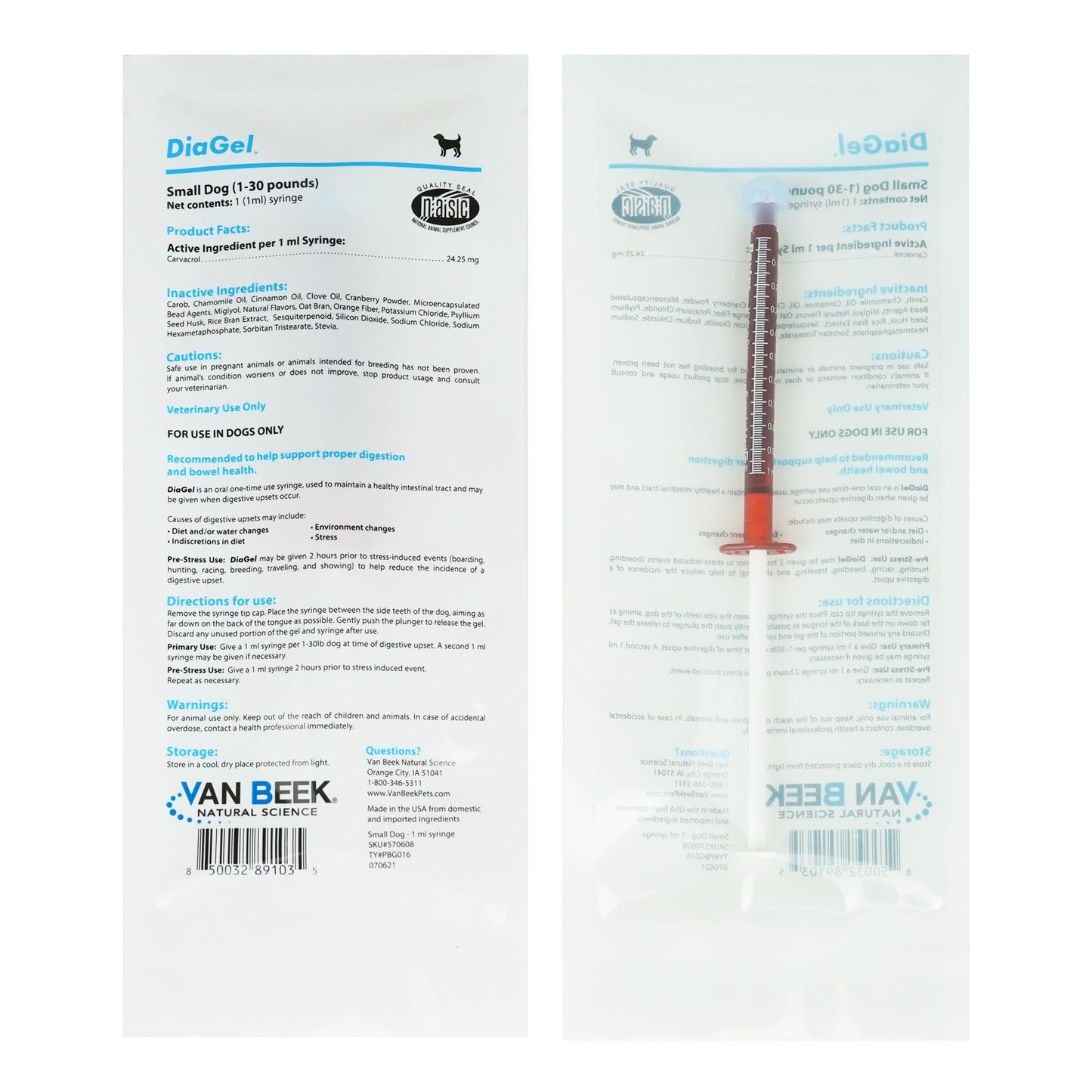 DiaGel for Small Dogs 1-30 lbs. - Orally Administered Gel for Occasional Loose Stools and Digestive Upset