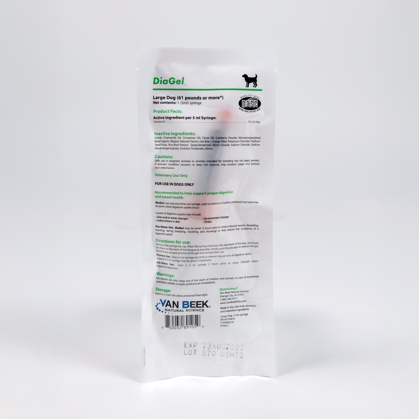 DiaGel for Large Dogs 61+ lbs. - Orally Administered Gel for Occasional Loose Stools and Digestive Upset