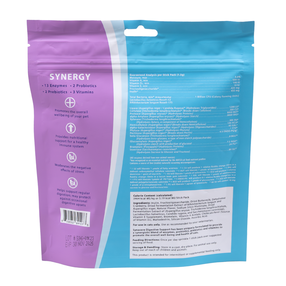 Cat Synacore - Uniquely formulated digestive support supplement containing a healthy amount of enzymes, probiotics, prebiotics and vitamins