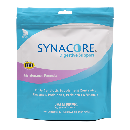 Cat Synacore - Uniquely formulated digestive support supplement containing a healthy amount of enzymes, probiotics, prebiotics and vitamins