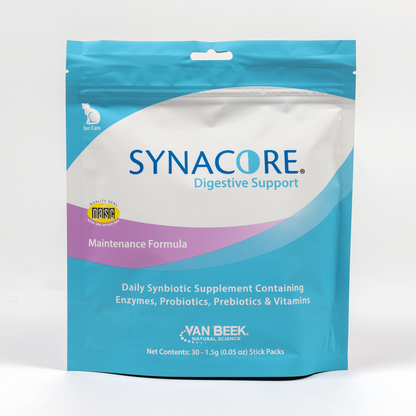 Cat Synacore - Uniquely formulated digestive support supplement containing a healthy amount of enzymes, probiotics, prebiotics and vitamins