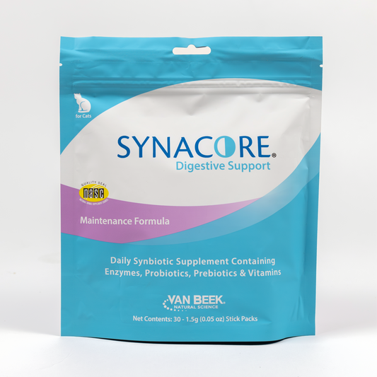 Cat Synacore - Uniquely formulated digestive support supplement containing a healthy amount of enzymes, probiotics, prebiotics and vitamins