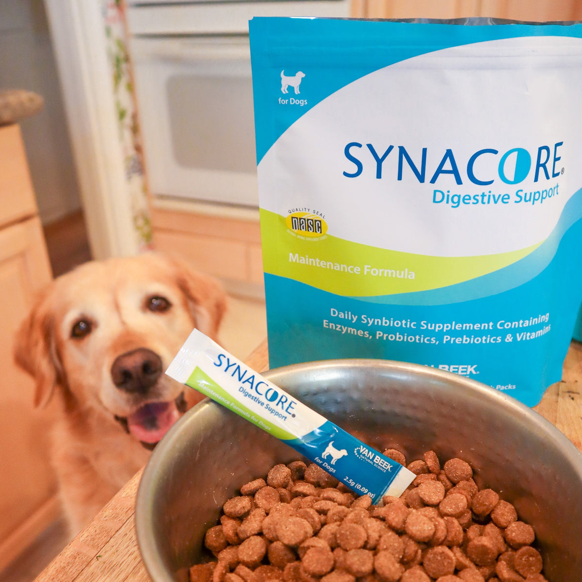 Dog Synacore - Uniquely formulated digestive support supplement containing a healthy amount of enzymes, probiotics, prebiotics and vitamins