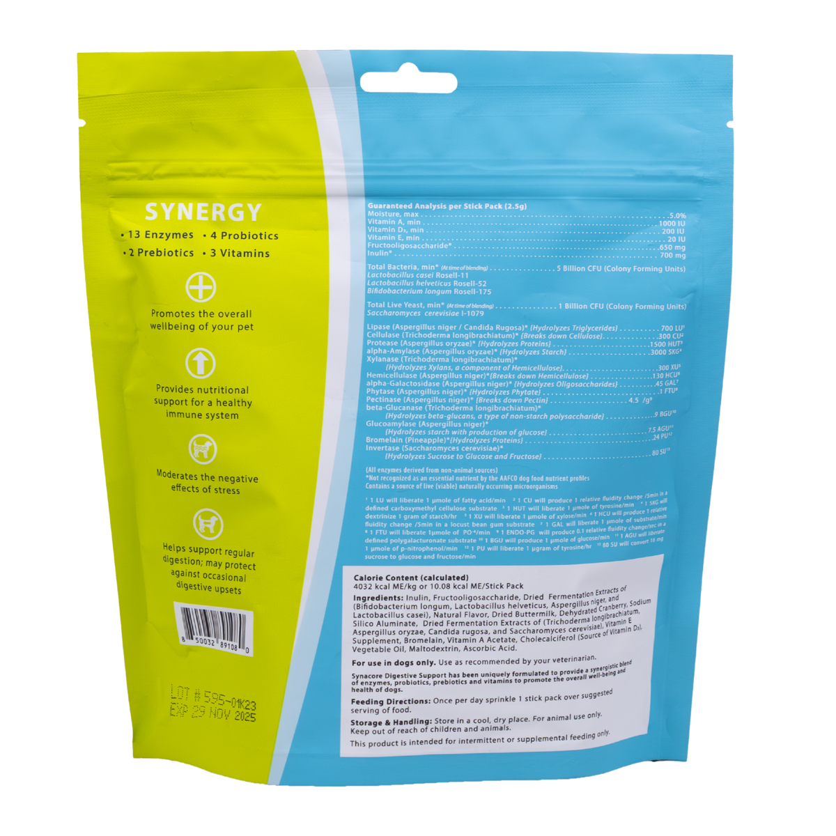 Dog Synacore - Uniquely formulated digestive support supplement containing a healthy amount of enzymes, probiotics, prebiotics and vitamins