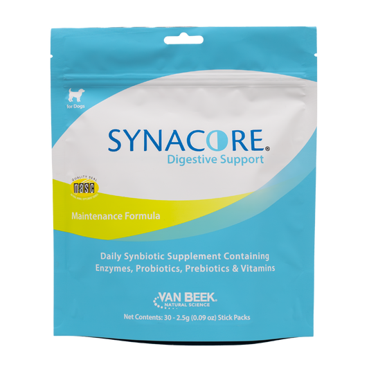 Dog Synacore - Uniquely formulated digestive support supplement containing a healthy amount of enzymes, probiotics, prebiotics and vitamins